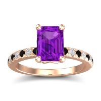 Amethyst Engagement Ring In 18K Rose Gold With Black Onyx And Diamond - Samicina Emerald Classic Ring