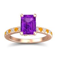 Amethyst Ring In 14K Rose Gold With Diamond And Citrine Samicina Emerald Classic Ring