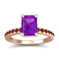 Amethyst Ring In 18K Rose Gold With Garnet Samicina Emerald Classic Ring