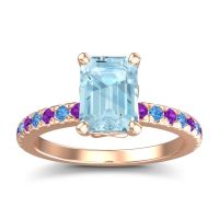 Aquamarine Ring In 18K Rose Gold With Amethyst And Swiss Blue Topaz Samicina Emerald Classic Ring