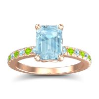Aquamarine Ring In 18K Rose Gold With Peridot Samicina Emerald Classic Ring
