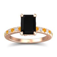 Black Onyx Engagement Ring In 18K Rose Gold With Citrine And Diamond - Samicina Emerald Classic Ring
