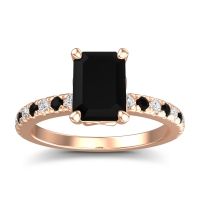 Black Onyx Ring In 18K Rose Gold With Diamond Samicina Emerald Classic Ring