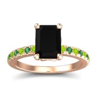 Black Onyx Ring In 18K Rose Gold With Peridot And Emerald Samicina Emerald Classic Ring