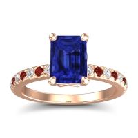 Blue Sapphire Ring In 14K Rose Gold With Lab Diamond And Garnet Samicina Emerald Classic Ring