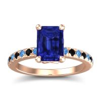 Blue Sapphire Ring In 18K Rose Gold With Swiss Blue Topaz And Black Onyx Samicina Emerald Classic Ring