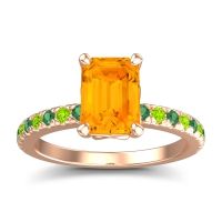 Citrine Ring In 14K Rose Gold With Emerald And Peridot Samicina Emerald Classic Ring
