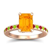 Citrine Ring In 18K Rose Gold With Ruby And Peridot Samicina Emerald Classic Ring