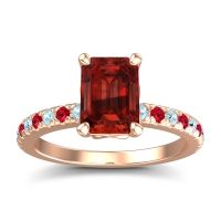 Garnet Ring In 18K Rose Gold With Aquamarine And Ruby Samicina Emerald Classic Ring