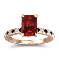 Garnet Engagement Ring In 18K Rose Gold With Black Onyx And Diamond - Samicina Emerald Classic Ring