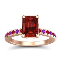 Garnet Ring In 18K Rose Gold With Ruby And Amethyst Samicina Emerald Classic Ring