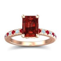 Garnet Ring In 18K Rose Gold With Ruby And Aquamarine Samicina Emerald Classic Ring