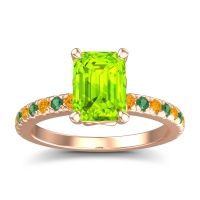 Peridot Ring In 18K Rose Gold With Citrine And Emerald Samicina Emerald Classic Ring