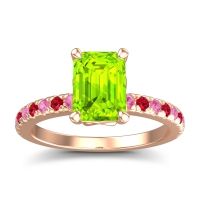 Peridot Ring In 18K Rose Gold With Pink Tourmaline And Ruby Samicina Emerald Classic Ring