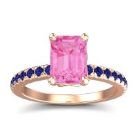 Pink Tourmaline Ring In 14K Rose Gold With Blue Sapphire Samicina Emerald Classic Ring