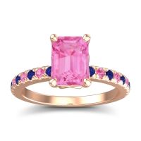 Pink Tourmaline Ring In 18K Rose Gold With Blue Sapphire Samicina Emerald Classic Ring