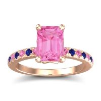 Pink Tourmaline Ring In 18K Rose Gold With Blue Sapphire Samicina Emerald Classic Ring