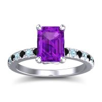 Amethyst Ring In Platinum With Black Onyx And Aquamarine Samicina Emerald Classic Ring