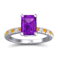 Amethyst Ring In Palladium With Citrine And Lab Diamond Samicina Emerald Classic Ring