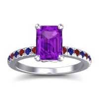 Amethyst Ring In Platinum With Garnet And Blue Sapphire Samicina Emerald Classic Ring
