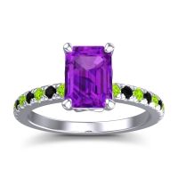 Amethyst Ring In Platinum With Peridot And Black Onyx Samicina Emerald Classic Ring