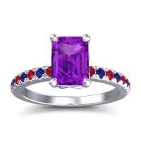 Amethyst Ring In Platinum With Ruby And Blue Sapphire Samicina Emerald Classic Ring
