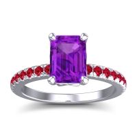 Amethyst Ring In 14k White Gold With Ruby Samicina Emerald Classic Ring