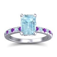 Aquamarine Ring In 18k White Gold With Amethyst Samicina Emerald Classic Ring