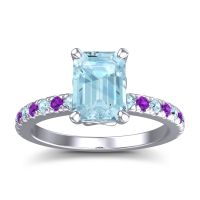 Aquamarine Ring In Platinum With Amethyst Samicina Emerald Classic Ring