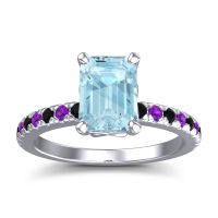 Aquamarine Ring In Platinum With Black Onyx And Amethyst Samicina Emerald Classic Ring