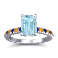 Aquamarine Ring In Platinum With Blue Sapphire And Citrine Samicina Emerald Classic Ring
