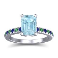 Aquamarine Ring In Platinum With Blue Sapphire And Emerald Samicina Emerald Classic Ring