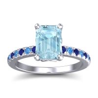 Aquamarine Ring In 14k White Gold With Blue Sapphire And Swiss Blue Topaz Samicina Emerald Classic Ring