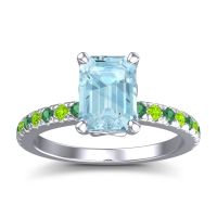 Aquamarine Ring In 14k White Gold With Emerald And Peridot Samicina Emerald Classic Ring