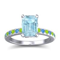 Aquamarine Ring In Platinum With Peridot And Swiss Blue Topaz Samicina Emerald Classic Ring