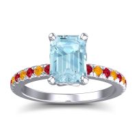 Aquamarine Ring In 14k White Gold With Ruby And Citrine Samicina Emerald Classic Ring