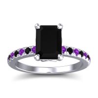 Black Onyx Ring In Platinum With Amethyst Samicina Emerald Classic Ring