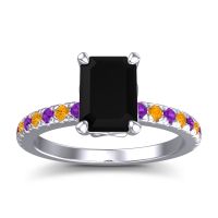 Black Onyx Ring In Platinum With Amethyst And Citrine Samicina Emerald Classic Ring