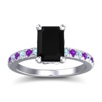 Black Onyx Ring In Platinum With Aquamarine And Amethyst Samicina Emerald Classic Ring