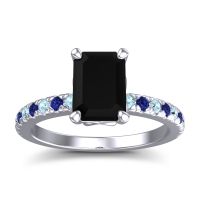 Black Onyx Ring In Platinum With Aquamarine And Blue Sapphire Samicina Emerald Classic Ring