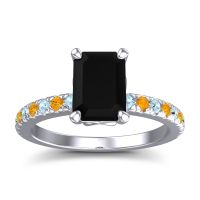 Black Onyx Ring In Palladium With Aquamarine And Citrine Samicina Emerald Classic Ring