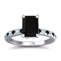 Black Onyx Ring In Platinum With Aquamarine Samicina Emerald Classic Ring