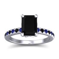Black Onyx Ring In 18k White Gold With Blue Sapphire Samicina Emerald Classic Ring