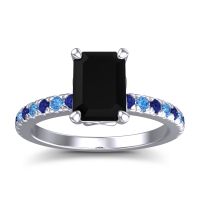 Black Onyx Ring In Palladium With Blue Sapphire And Swiss Blue Topaz Samicina Emerald Classic Ring