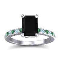 Black Onyx Ring In Palladium With Emerald And Aquamarine Samicina Emerald Classic Ring