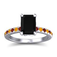 Black Onyx Ring In Palladium With Garnet And Citrine Samicina Emerald Classic Ring