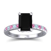 Black Onyx Ring In Platinum With Pink Tourmaline And Aquamarine Samicina Emerald Classic Ring