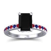 Black Onyx Ring In Palladium With Ruby And Blue Sapphire Samicina Emerald Classic Ring