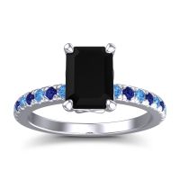 Black Onyx Ring In Palladium With Swiss Blue Topaz And Blue Sapphire Samicina Emerald Classic Ring