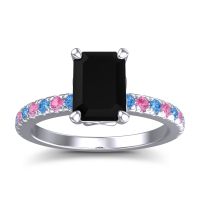 Black Onyx Ring In Palladium With Swiss Blue Topaz And Pink Tourmaline Samicina Emerald Classic Ring